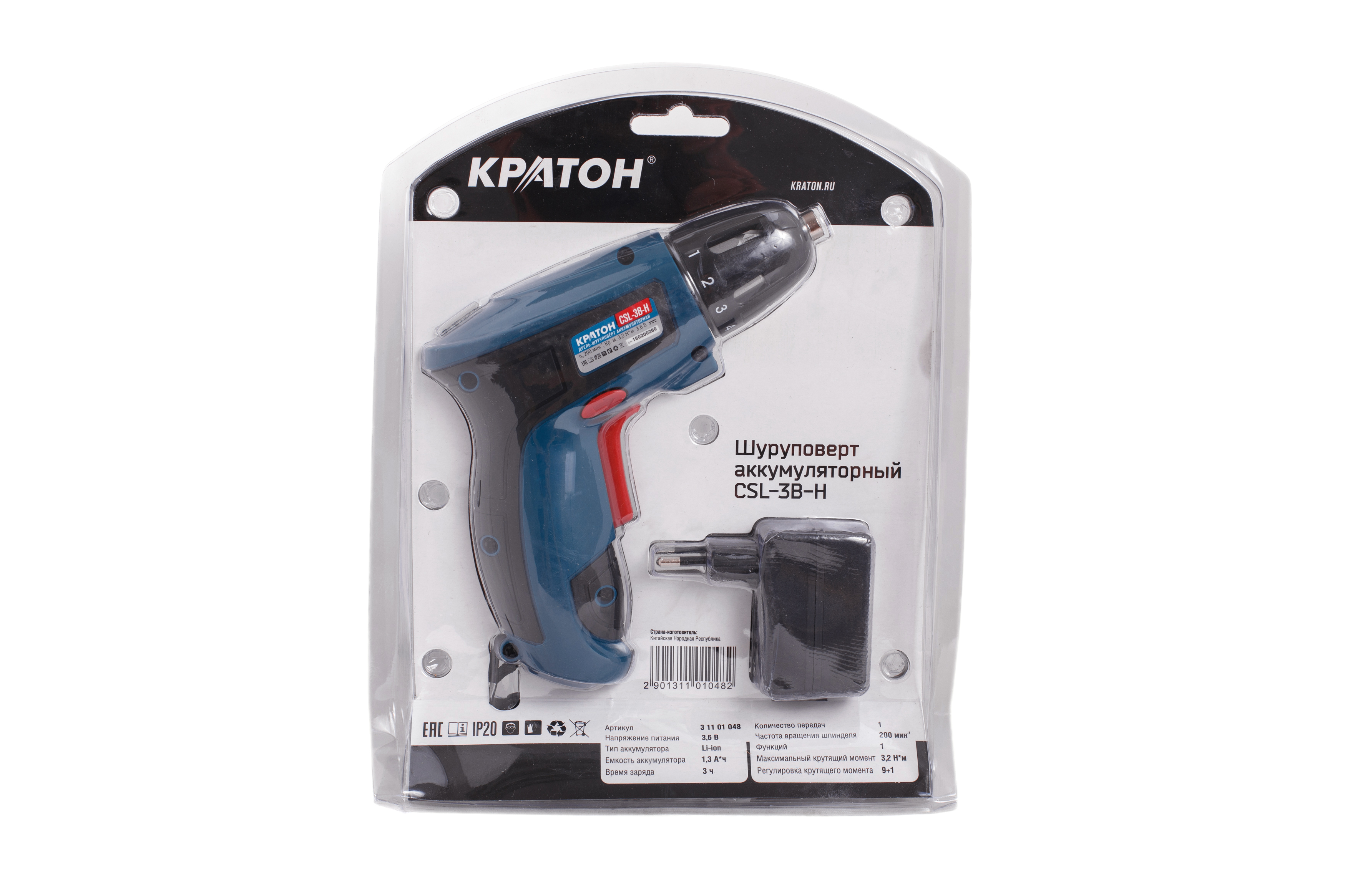 Шуруповерт аккумуляторный Кратон CSL-3B-H