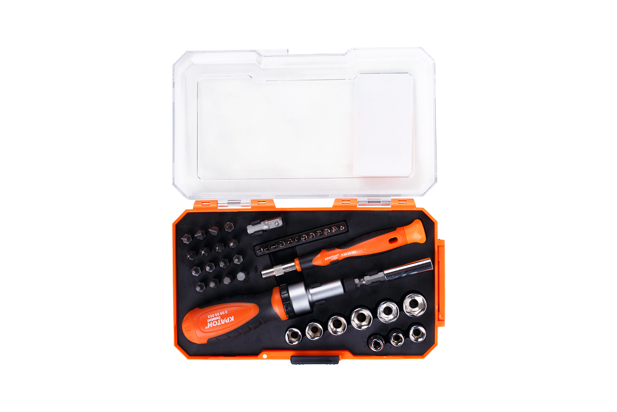 Набор отверток-держателей с битами и торцевыми головками Кратон Complect SSK-03, 41 пр. в кейсе