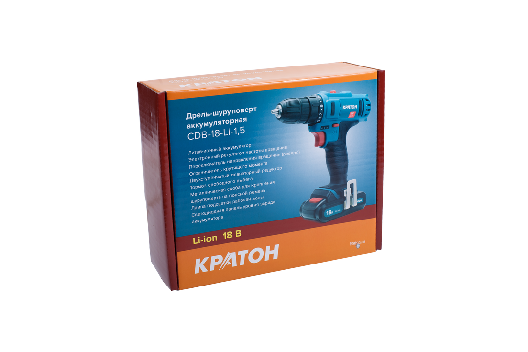 Дрель-шуруповерт аккумуляторная Кратон CDB-18-Li-1,5