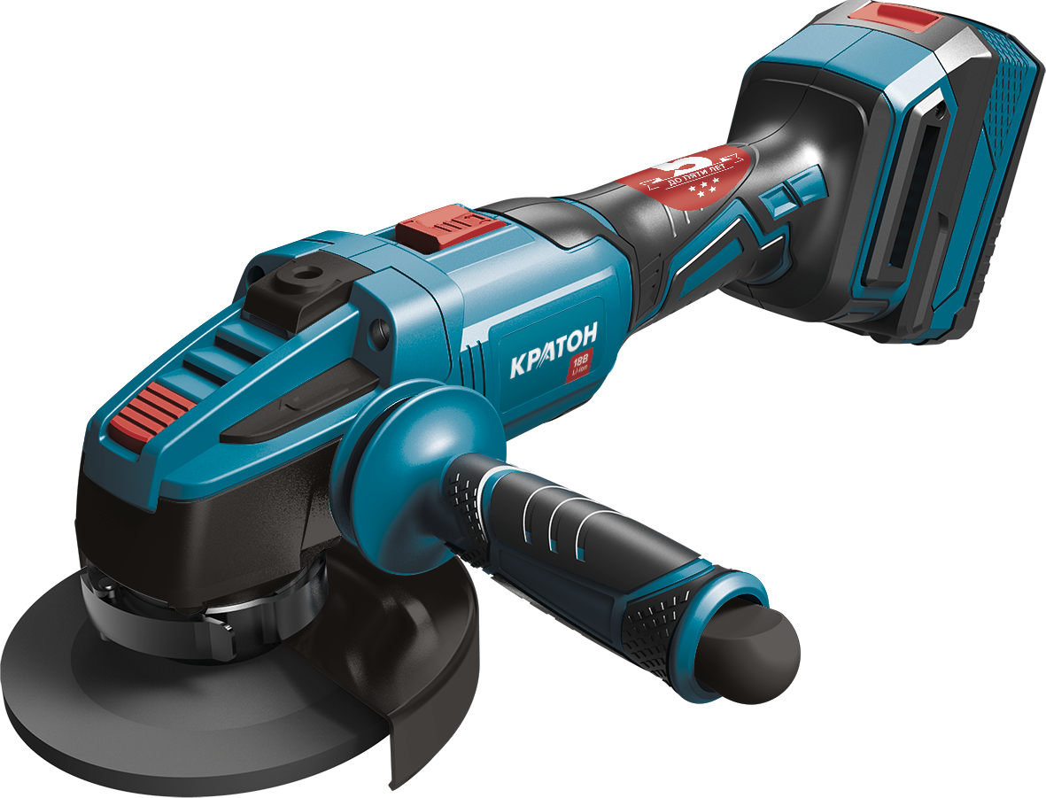 Машина шлифовальная угловая аккумуляторная бесщеточная КРАТОН AGB18DC-125-OFA SET (АКБ 4,0А•ч; ЗУ)