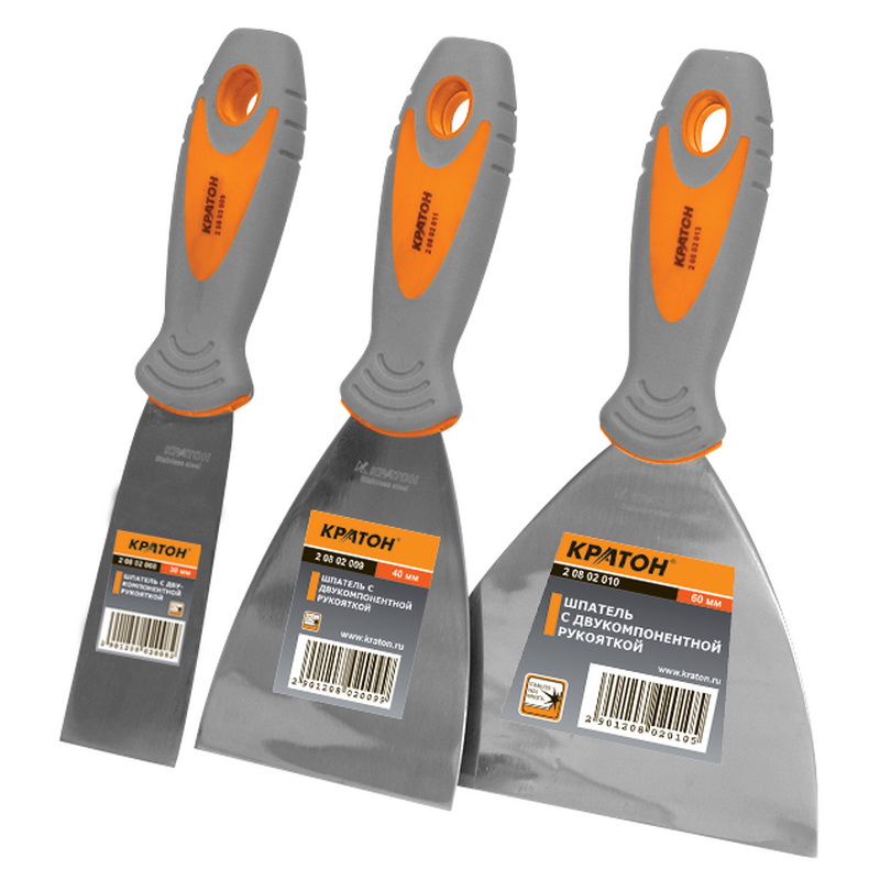 Шпатель Кратон нержавеющий с двукомпонентной рукояткой 40 мм