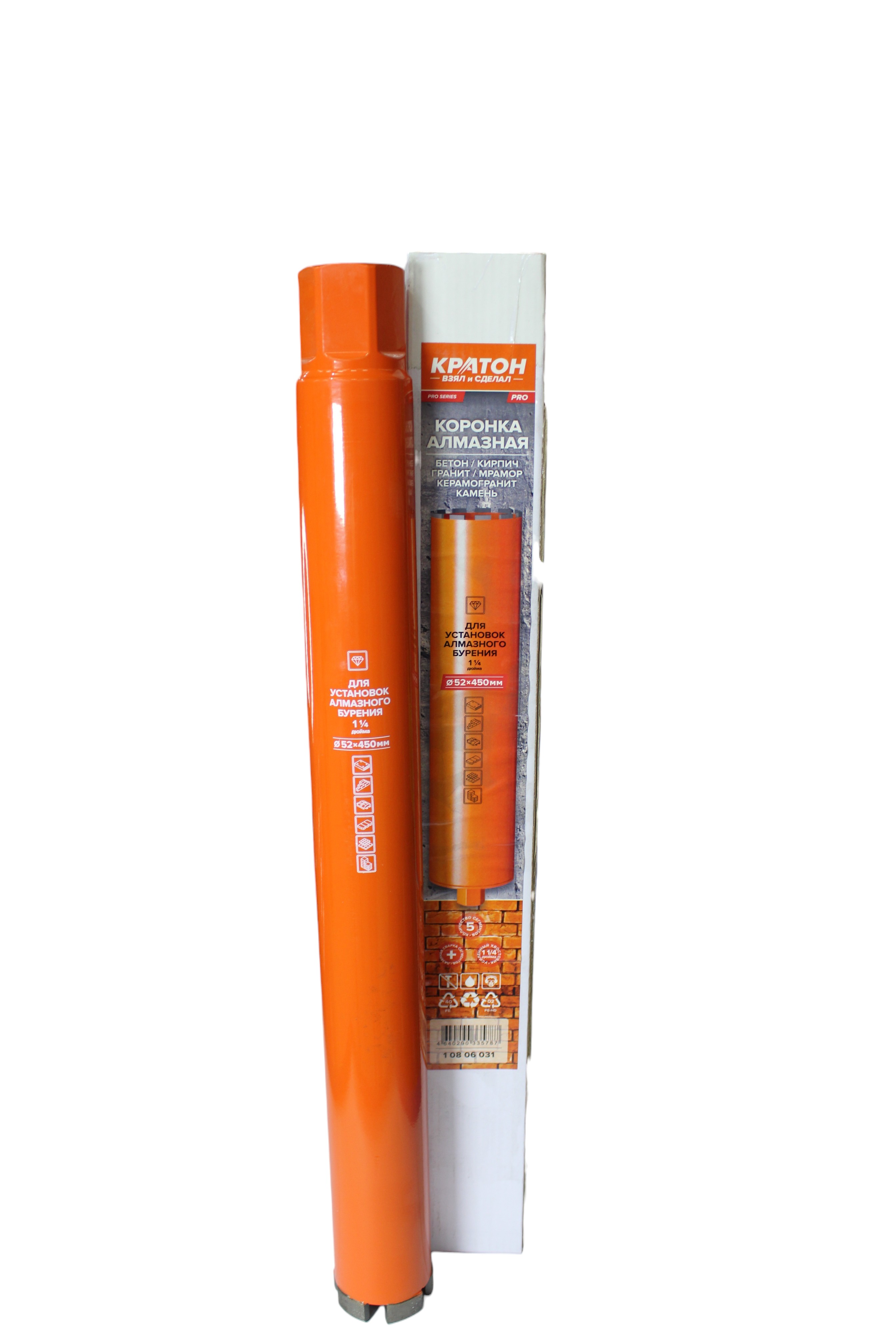 Коронка алмазная КРАТОН (52х450 мм; 1 1/4") для установок алмазного бурения