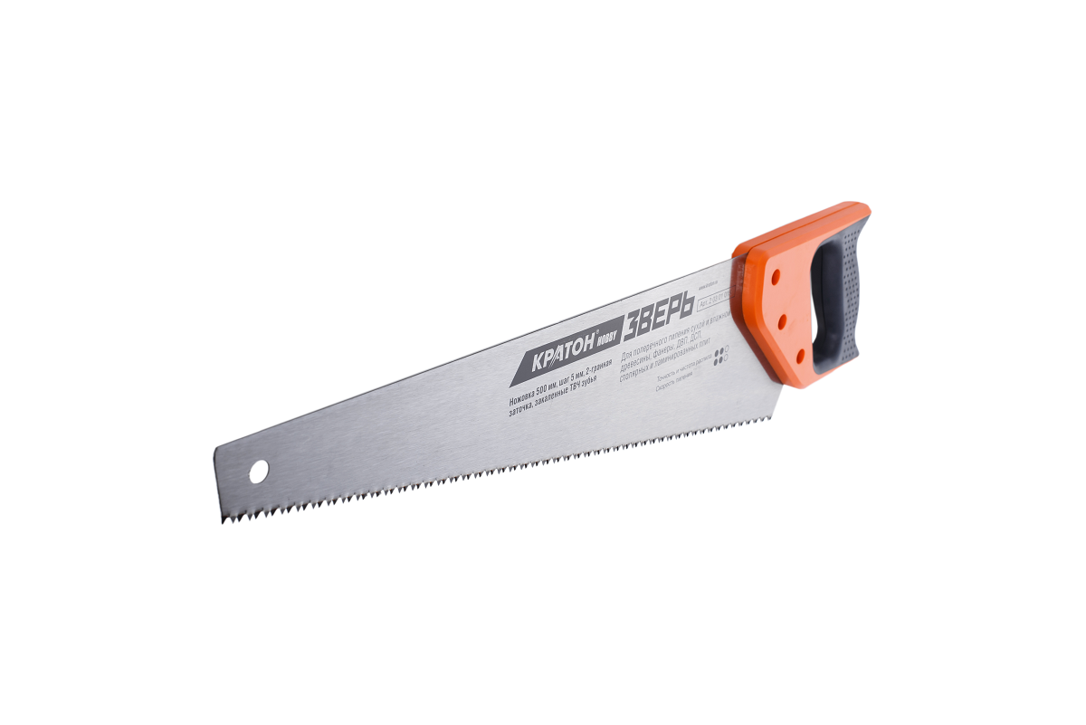 Ножовка Кратон HOBBY 500 мм шаг 5 мм 2-гранные закаленные ТВЧ зубья
