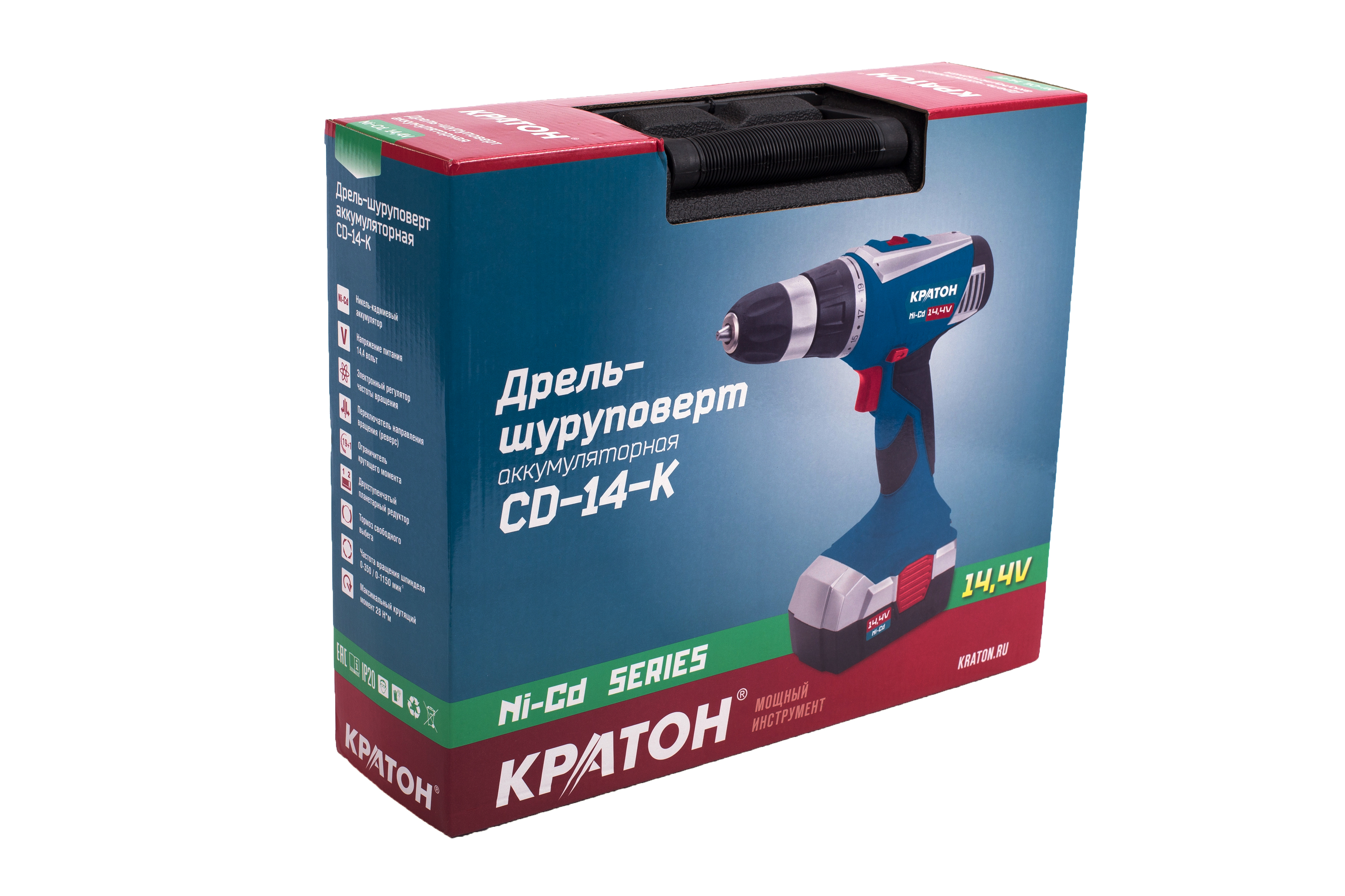 Дрель-шуруповерт аккумуляторная Кратон CD-14-K